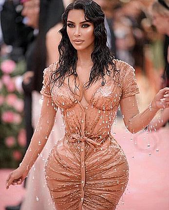 Kim Kardashian deep cleavage at 2019 Met Gala in New York City