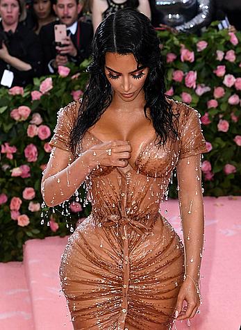 Kim Kardashian deep cleavage at 2019 Met Gala in New York City