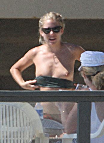 Sienna Miller topless and bikini malfunction