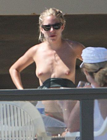 Sienna Miller topless and bikini malfunction