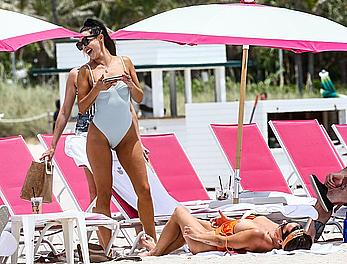 Kristen Doute topless on the beach in Miami