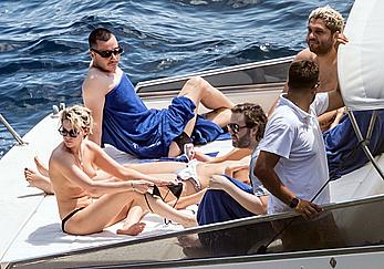 Kristen Stewart topless on a yacht in Italy