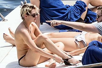 Kristen Stewart topless on a yacht in Italy