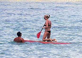 Kristin Cavallari in a bikini paddle boarding in Bali