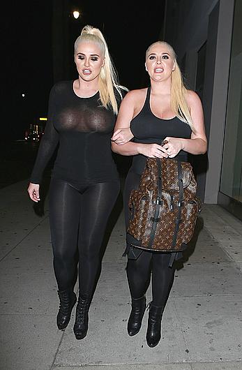 Kristina and Karissa Shannon in see though outfit closed the Glam Hair Salon