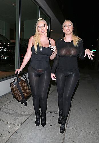 Kristina and Karissa Shannon in see though outfit closed the Glam Hair Salon