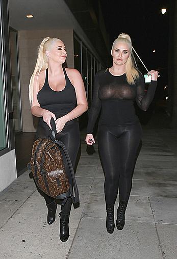 Kristina and Karissa Shannon in see though outfit closed the Glam Hair Salon