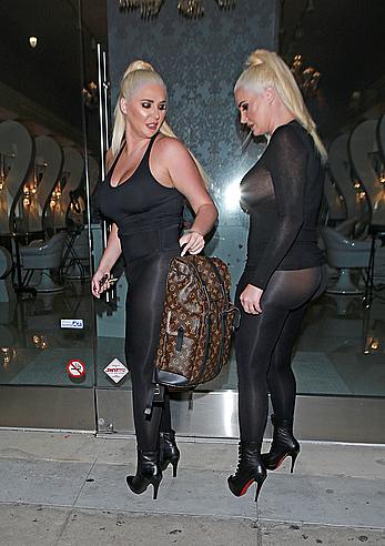 Kristina and Karissa Shannon in see though outfit closed the Glam Hair Salon