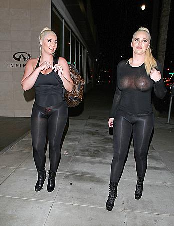 Kristina and Karissa Shannon in see though outfit closed the Glam Hair Salon