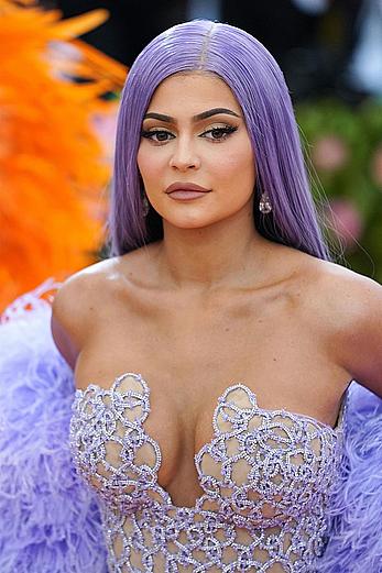 Kylie Jenner sexy cleavage in see through dress at 2019 Met Gala