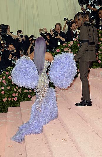 Kylie Jenner sexy cleavage in see through dress at 2019 Met Gala