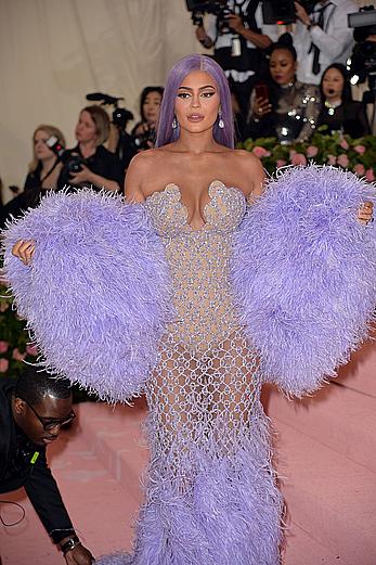 Kylie Jenner sexy cleavage in see through dress at 2019 Met Gala