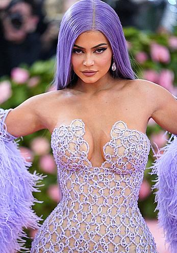 Kylie Jenner sexy cleavage in see through dress at 2019 Met Gala