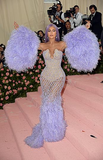 Kylie Jenner sexy cleavage in see through dress at 2019 Met Gala