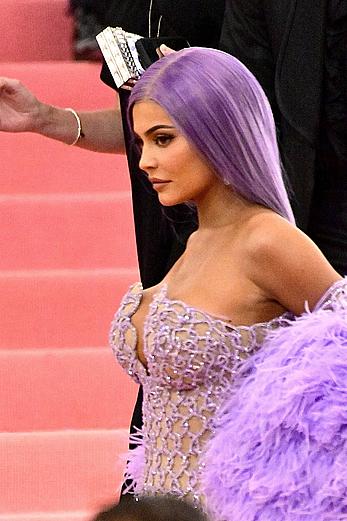 Kylie Jenner sexy cleavage in see through dress at 2019 Met Gala