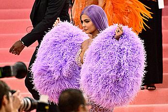 Kylie Jenner sexy cleavage in see through dress at 2019 Met Gala