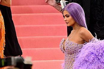 Kylie Jenner sexy cleavage in see through dress at 2019 Met Gala