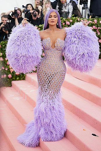 Kylie Jenner sexy cleavage in see through dress at 2019 Met Gala