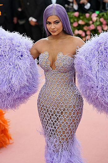 Kylie Jenner sexy cleavage in see through dress at 2019 Met Gala