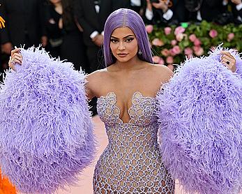 Kylie Jenner sexy cleavage in see through dress at 2019 Met Gala