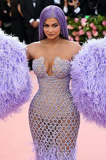 Kylie Jenner sexy cleavage in see through dress at 2019 Met Gala