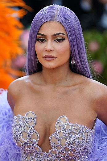 Kylie Jenner sexy cleavage in see through dress at 2019 Met Gala