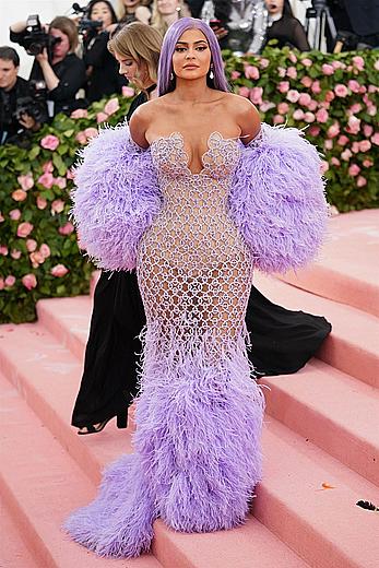 Kylie Jenner sexy cleavage in see through dress at 2019 Met Gala