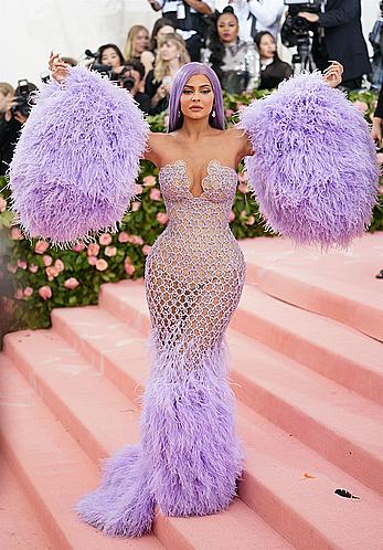 Kylie Jenner sexy cleavage in see through dress at 2019 Met Gala