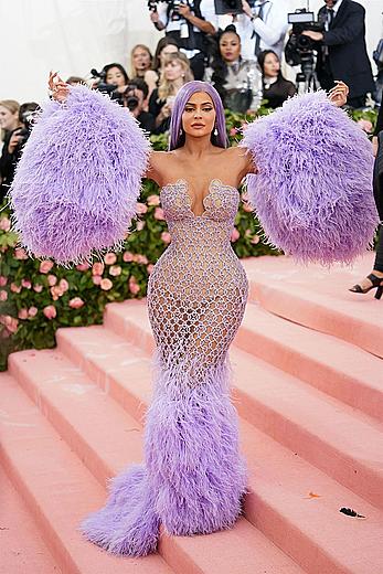 Kylie Jenner sexy cleavage in see through dress at 2019 Met Gala