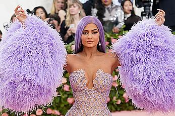 Kylie Jenner sexy cleavage in see through dress at 2019 Met Gala