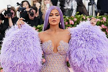 Kylie Jenner sexy cleavage in see through dress at 2019 Met Gala