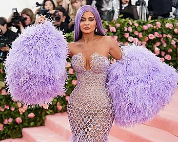 Kylie Jenner sexy cleavage in see through dress at 2019 Met Gala