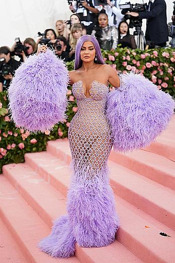 Kylie Jenner sexy cleavage in see through dress at 2019 Met Gala