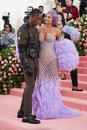 Kylie Jenner sexy cleavage in see through dress at 2019 Met Gala