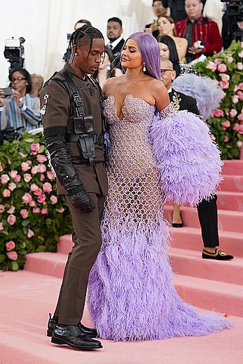 Kylie Jenner sexy cleavage in see through dress at 2019 Met Gala