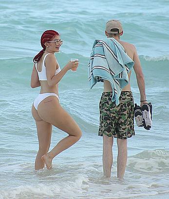 Kylie Jenner round sexy ass in white bikini in Turks