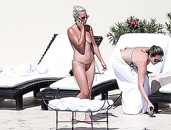 Lady Gaga topless on a beach in Mexico