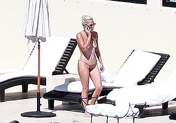 Lady Gaga topless on a beach in Mexico