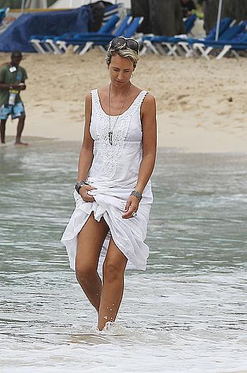 Lady Victoria Hervey enjoying a day at the beach in Barbados