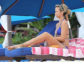 Lady Victoria Hervey enjoying a day at the beach in Barbados