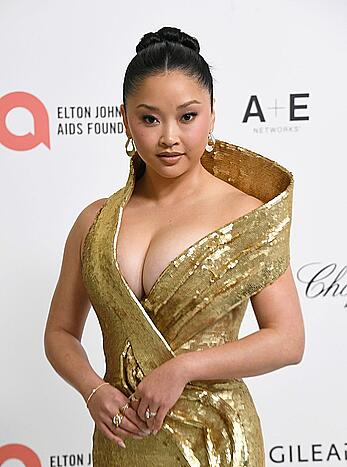 Lana Condor sexy cleavage at Elton John AIDS Foundation's 33rd Annual Academy Awards Viewing Party