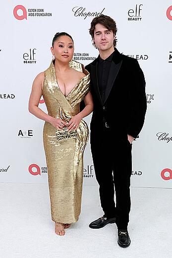 Lana Condor sexy cleavage at Elton John AIDS Foundation's 33rd Annual Academy Awards Viewing Party