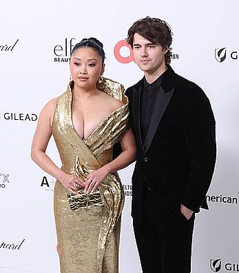 Lana Condor sexy cleavage at Elton John AIDS Foundation's 33rd Annual Academy Awards Viewing Party