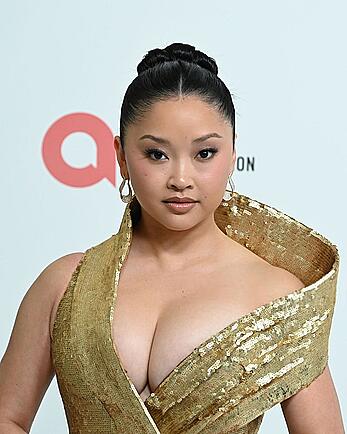 Lana Condor sexy cleavage at Elton John AIDS Foundation's 33rd Annual Academy Awards Viewing Party