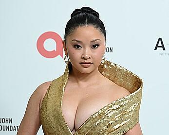 Lana Condor sexy cleavage at Elton John AIDS Foundation's 33rd Annual Academy Awards Viewing Party