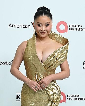 Lana Condor sexy cleavage at Elton John AIDS Foundation's 33rd Annual Academy Awards Viewing Party