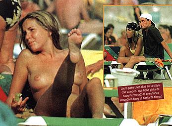 Laura Manzanedo various topless paparazzi shots