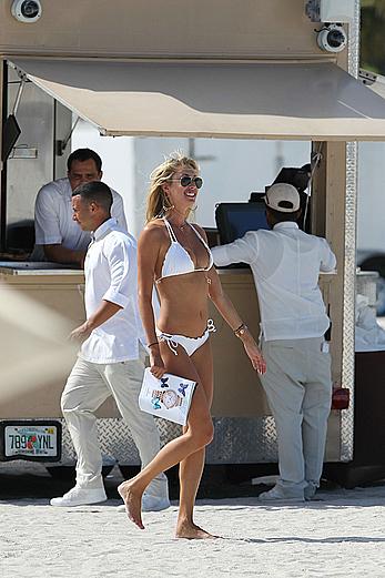 Lauren Stoner in white bikini in Miami beach