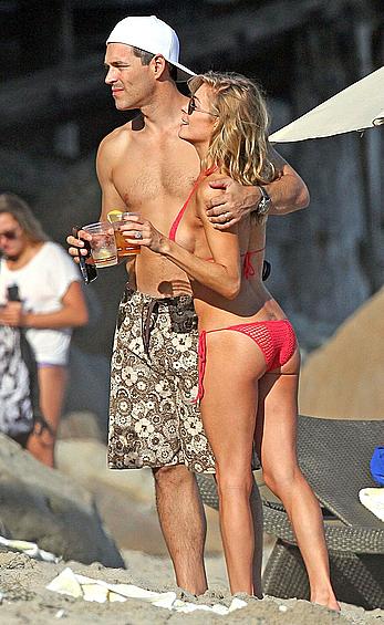 LeAnn Rimes side of boob in tiny bikini in Malibu