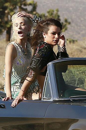 Lea Michele nipple slip on the set of her On My Way music video in Los Angeles